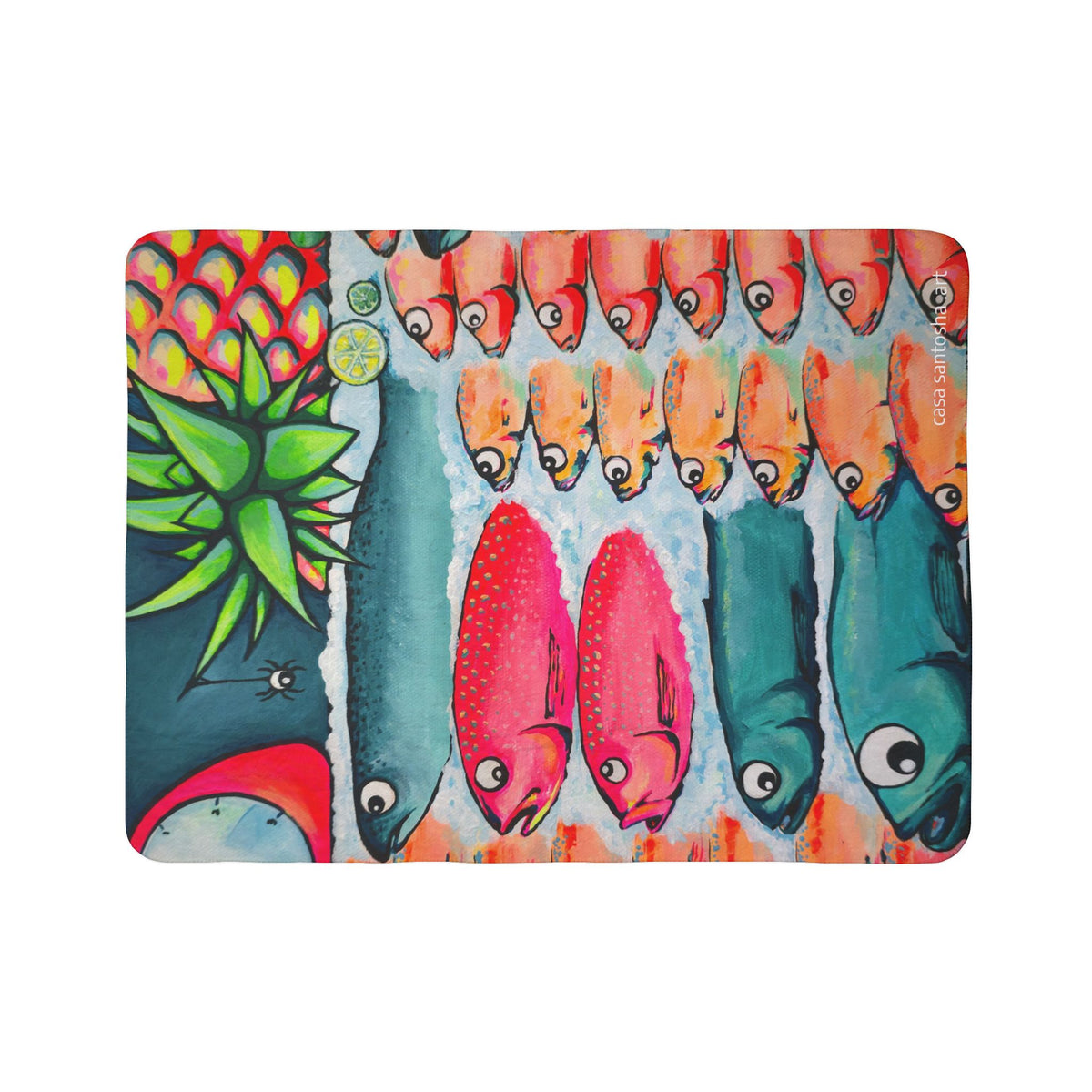Neon Cabo Fish Market Fleece Sherpa Blanket