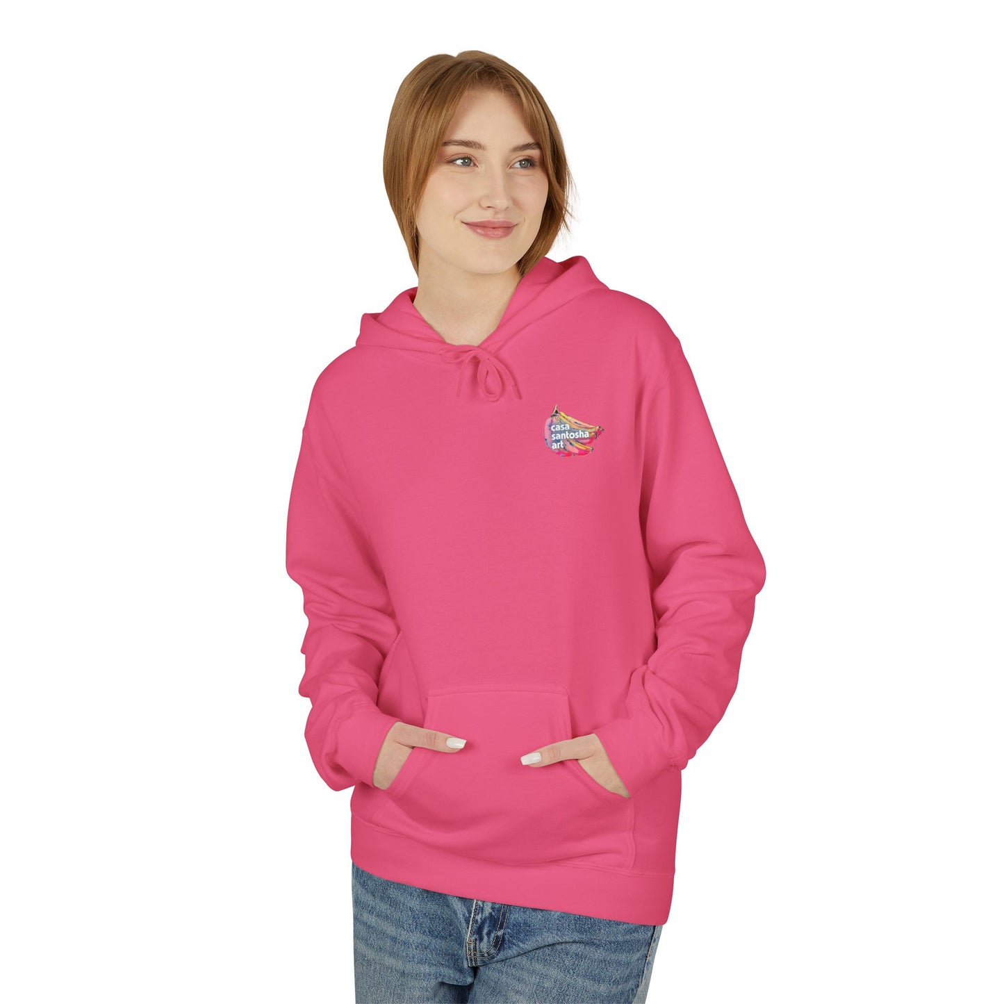 Sweat à capuche doux unisexe néon motif sushis