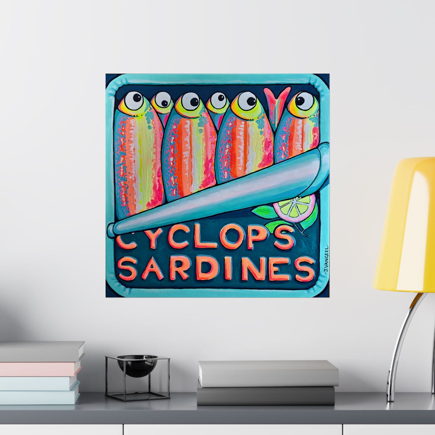 Neon Sardines Giclée Art Poster