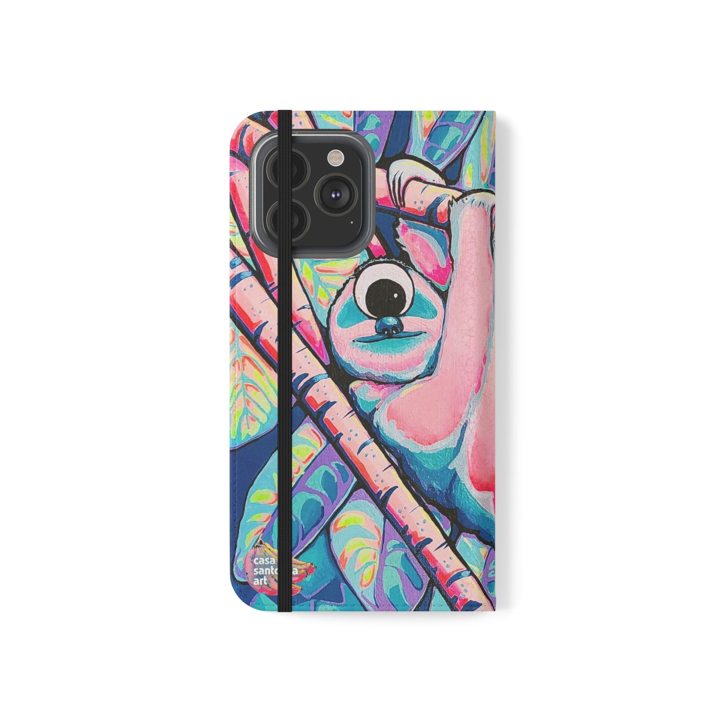 Cyclops Sloth Flip Phone Case – Wallet Cover with Card Slots