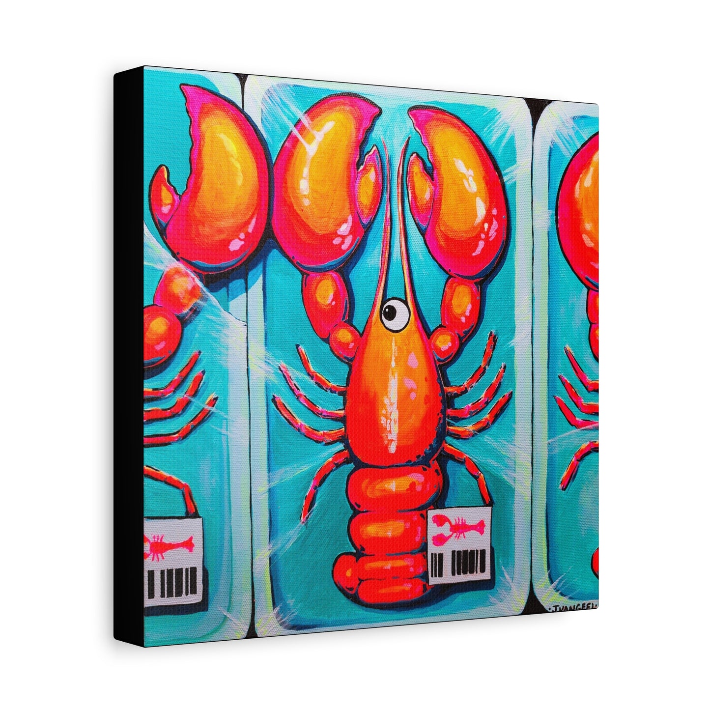 Neon Lobster Canvas Print, Original Artist Design, Home Decor, Wall Art