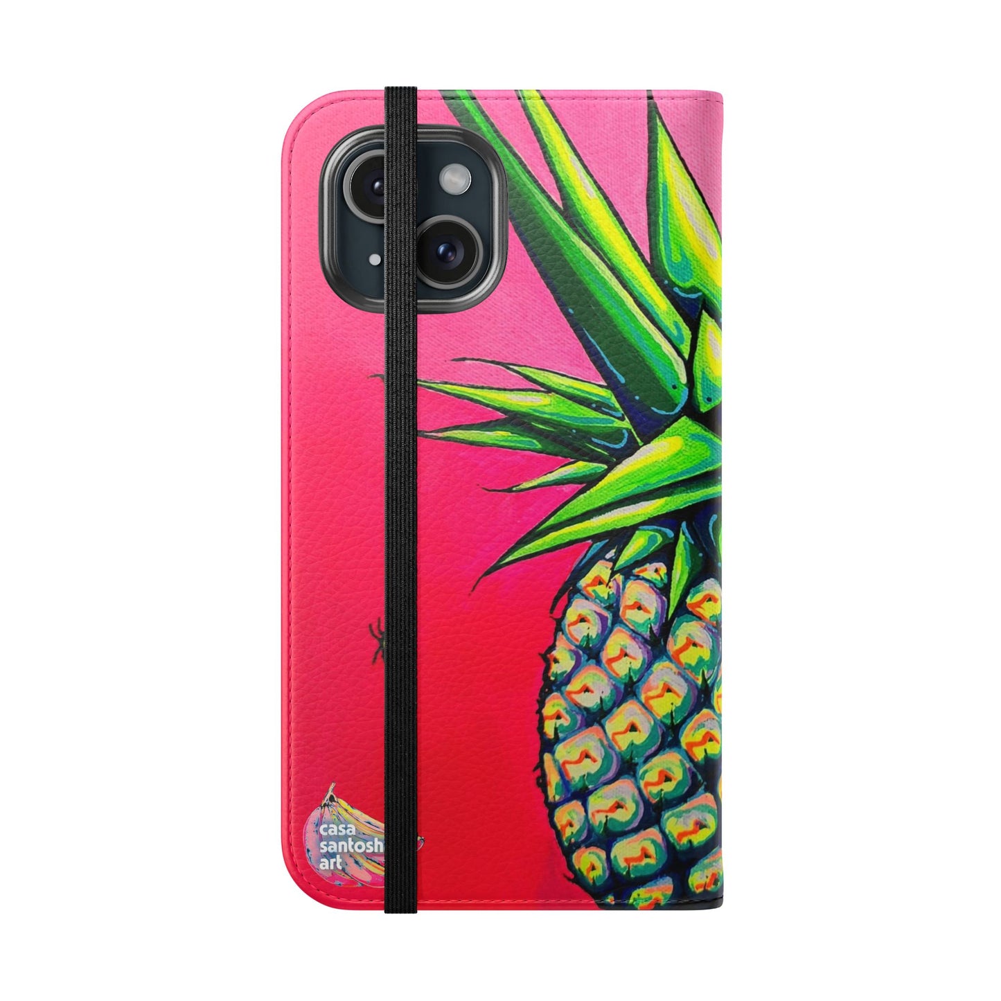 Neon Pineapple Flip Phone Case – Wallet Cover with Card Slots