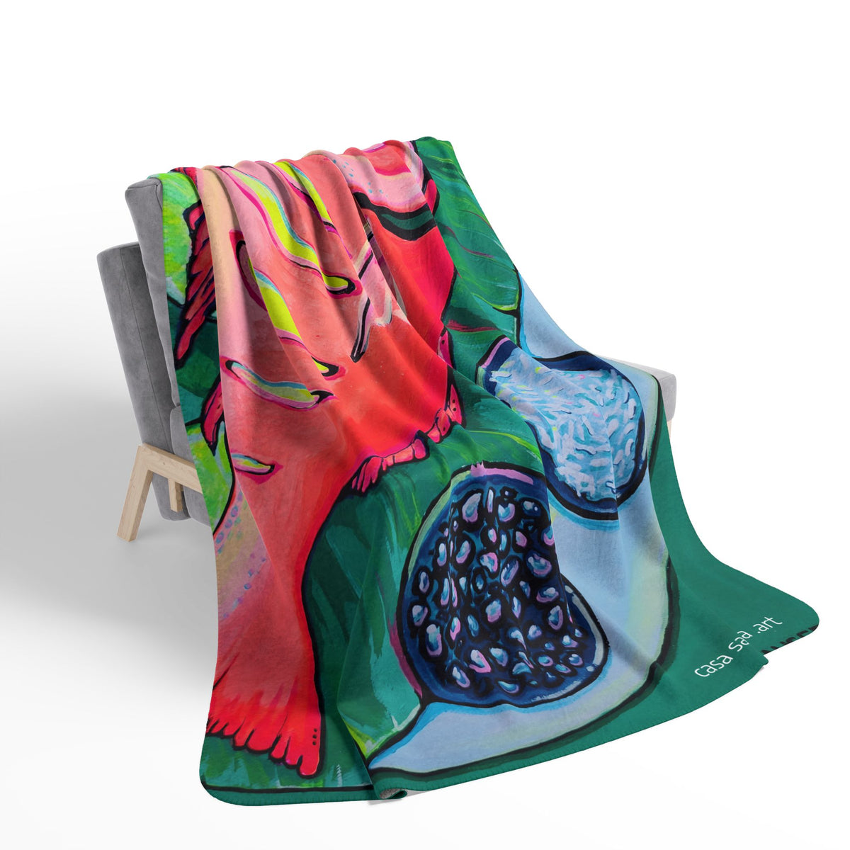 Neon Fried Fish Fleece Sherpa Blanket