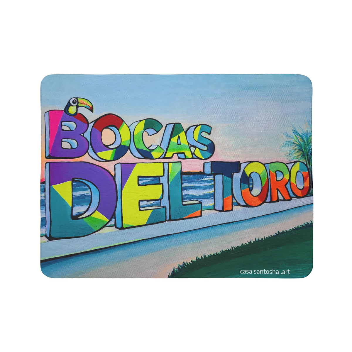 Bocas Del Toro Sign Fleece Sherpa Blanket