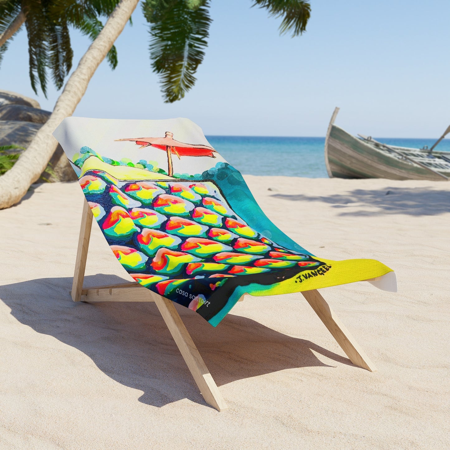 Neon Piña Colada Beach Towel for Summer Fun and Vacation Essentials