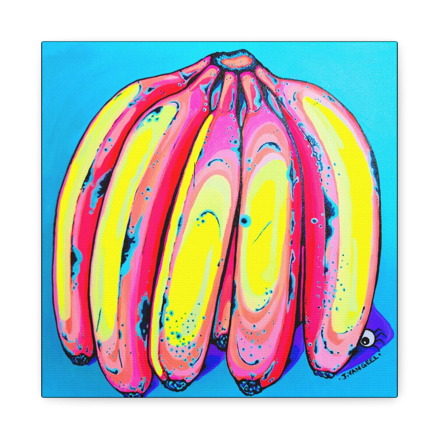 Neon Fat Bananas Canvas Wall Art