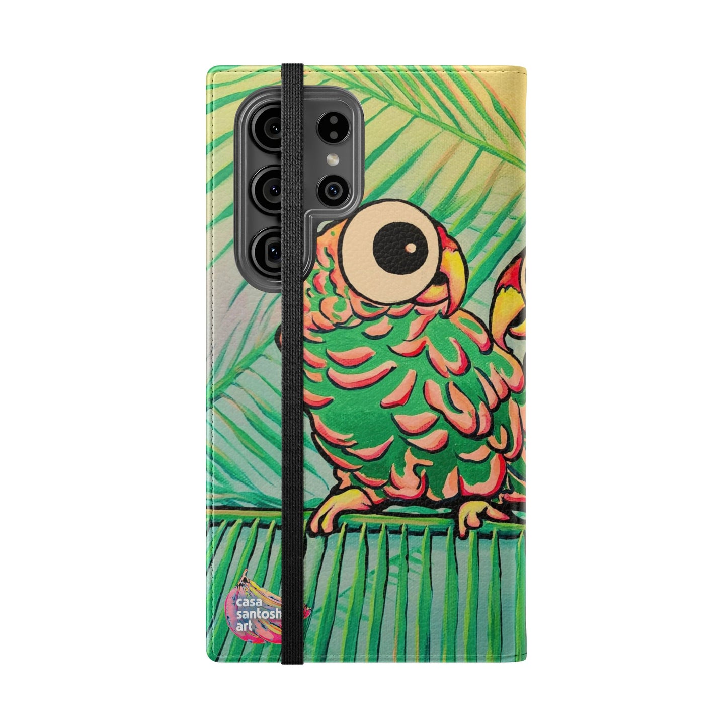 Chatty Cyclops Parrots Flip Phone Case – Wallet Cover with Card Slots