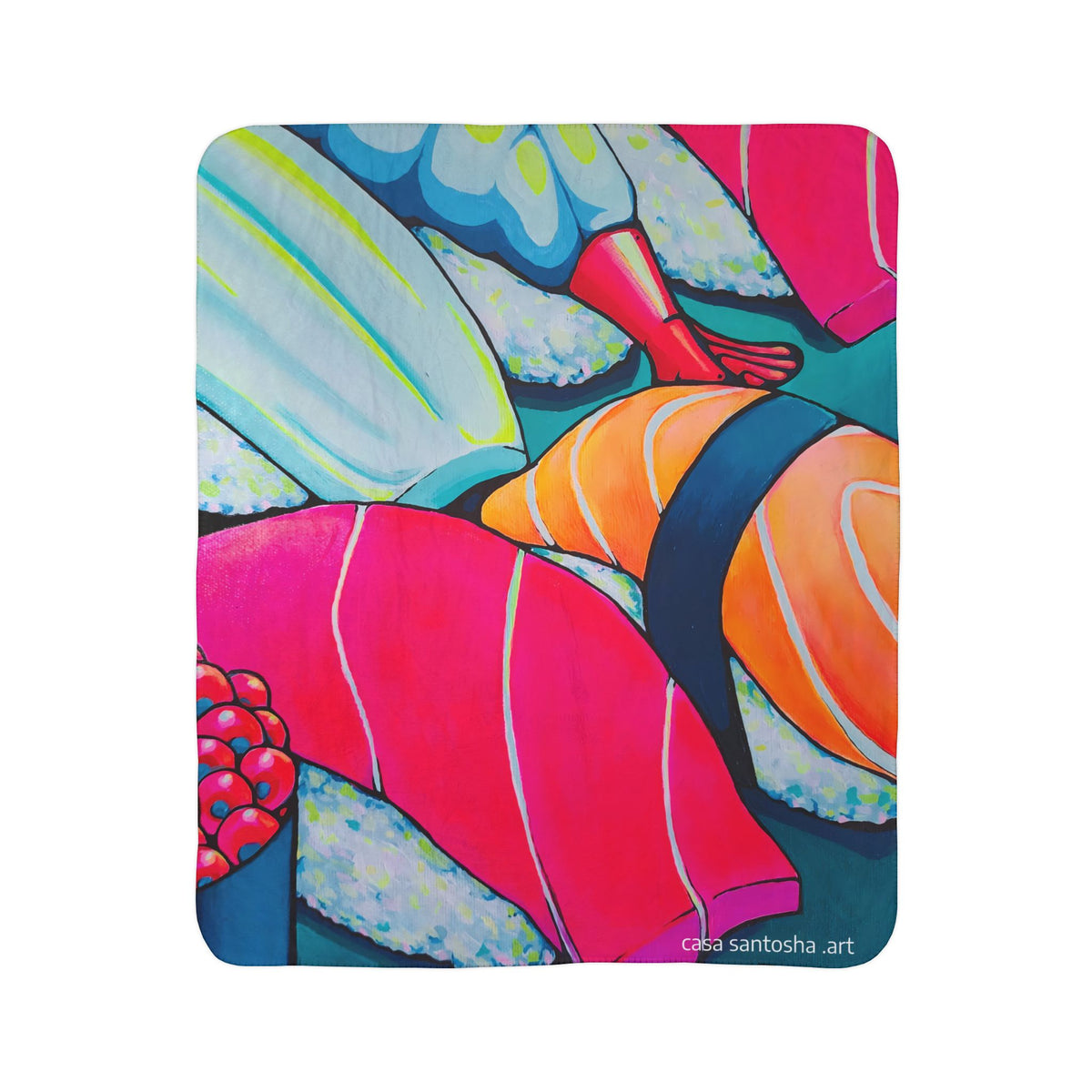 Neon Sushi Fleece Sherpa Blanket