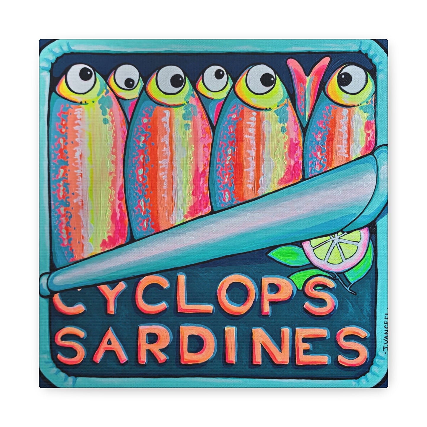 Neon Sardines Canvas Wall Art