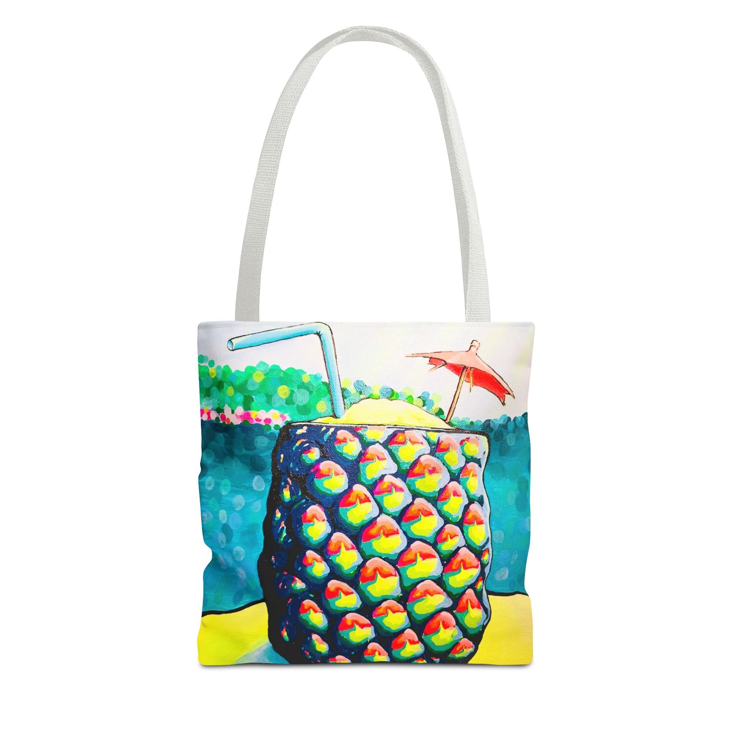 Premium Neon Piña Colada Tote Bag, Original Artist Design, Reusable Shopping Tote,  Eco-Friendly