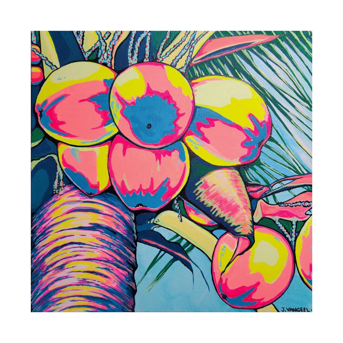 Neon Coconuts Giclée Art Poster