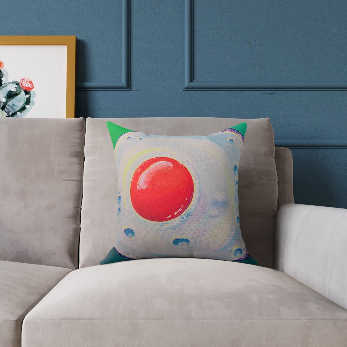 Neon Fried Egg Art Canvas Decorative Pillow