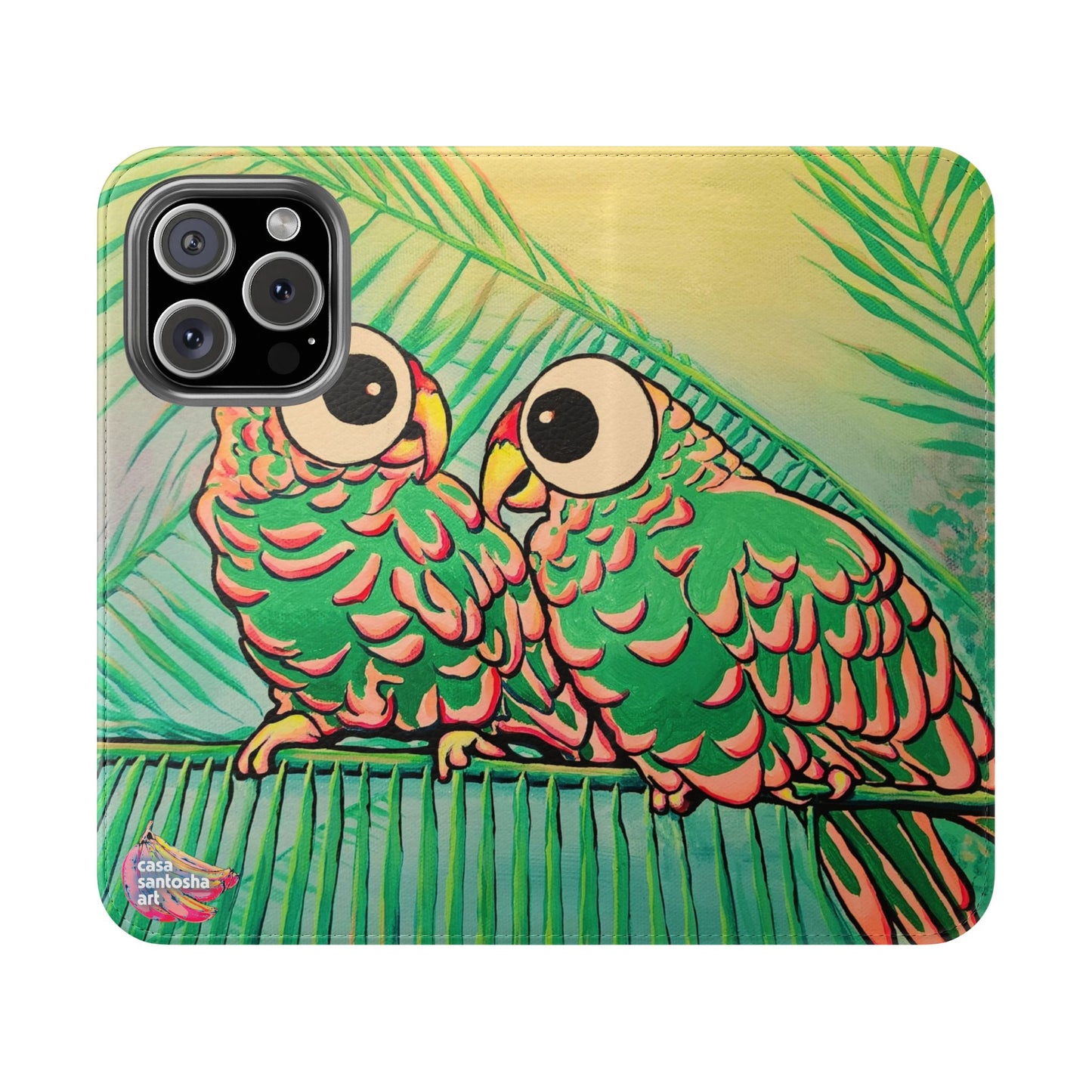 Chatty Cyclops Parrots Flip Phone Case – Wallet Cover with Card Slots