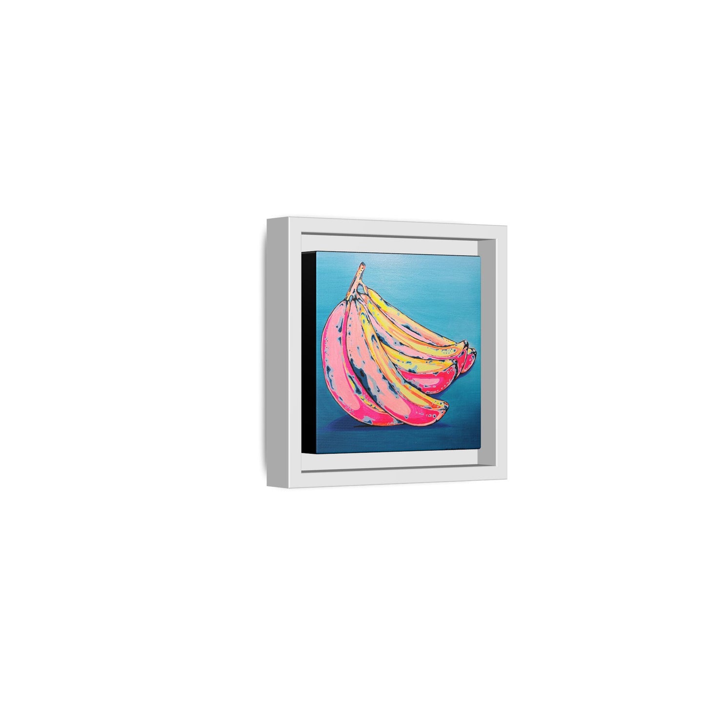 Framed Neon Bananas Canvas Print