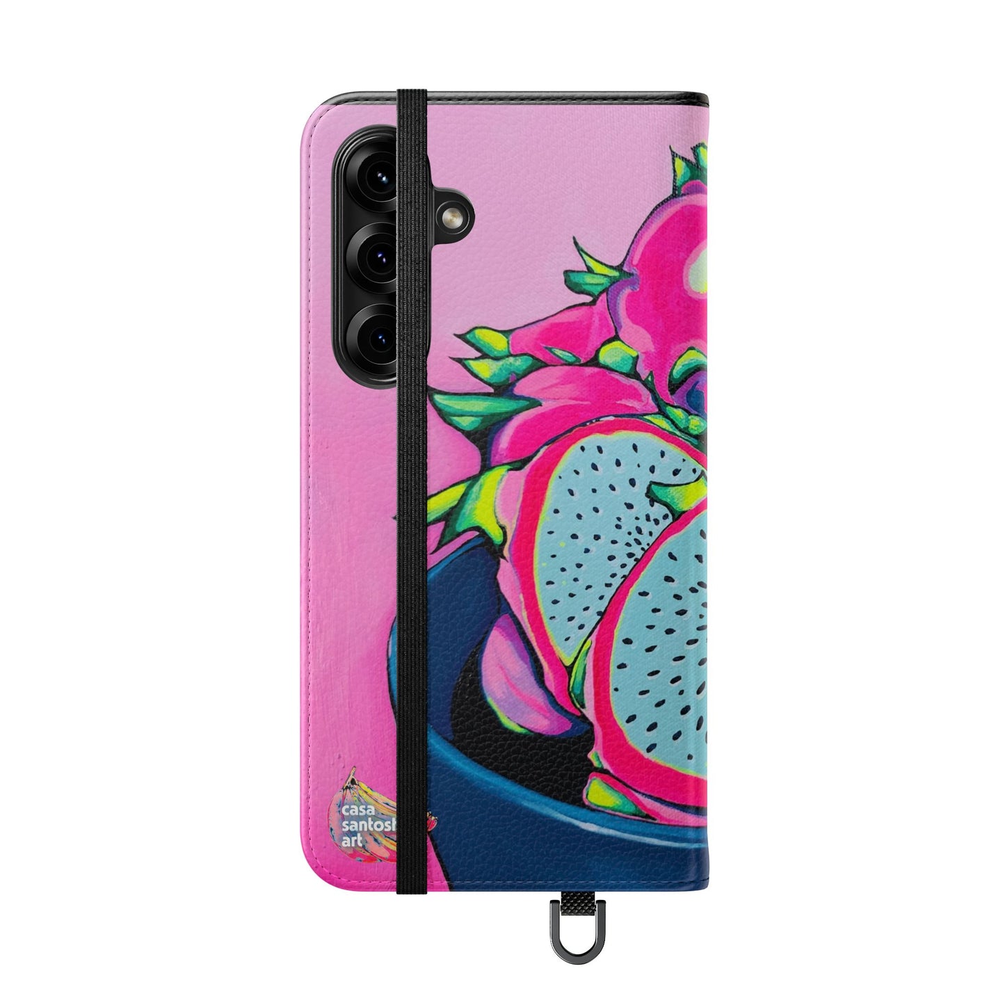 Neon Pink Dragon Fruit Flip Phone Case – Wallet Cover with Card Slots