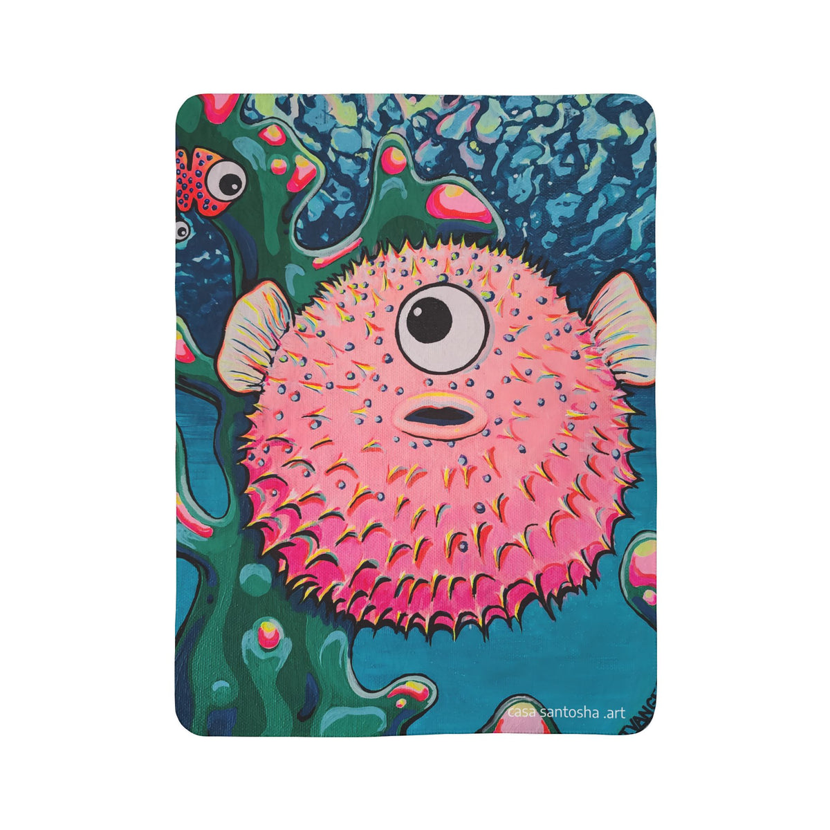 Cyclops Pufferfish Fleece Sherpa Blanket