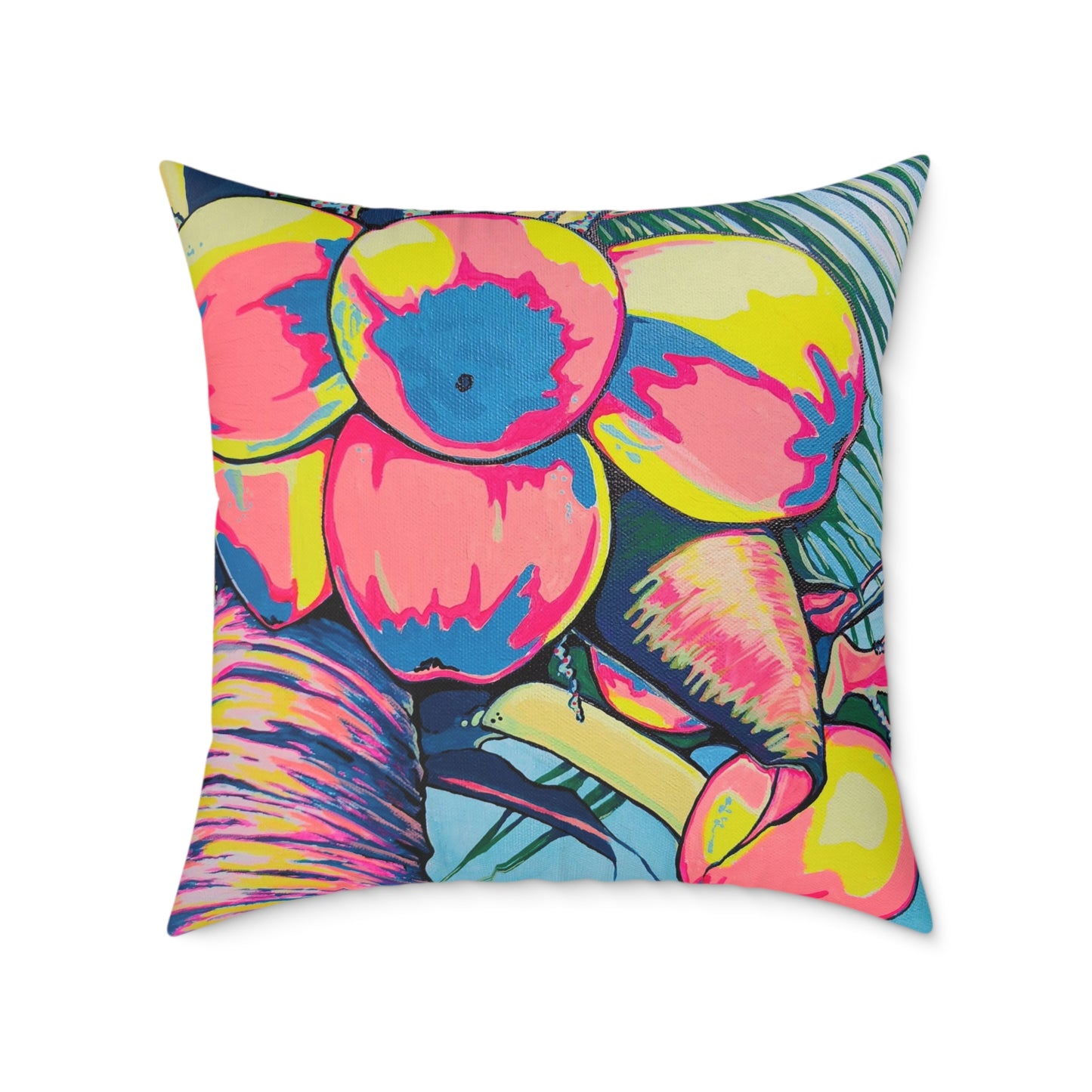 Neon Coconuts Art Canvas Decorative Pillow
