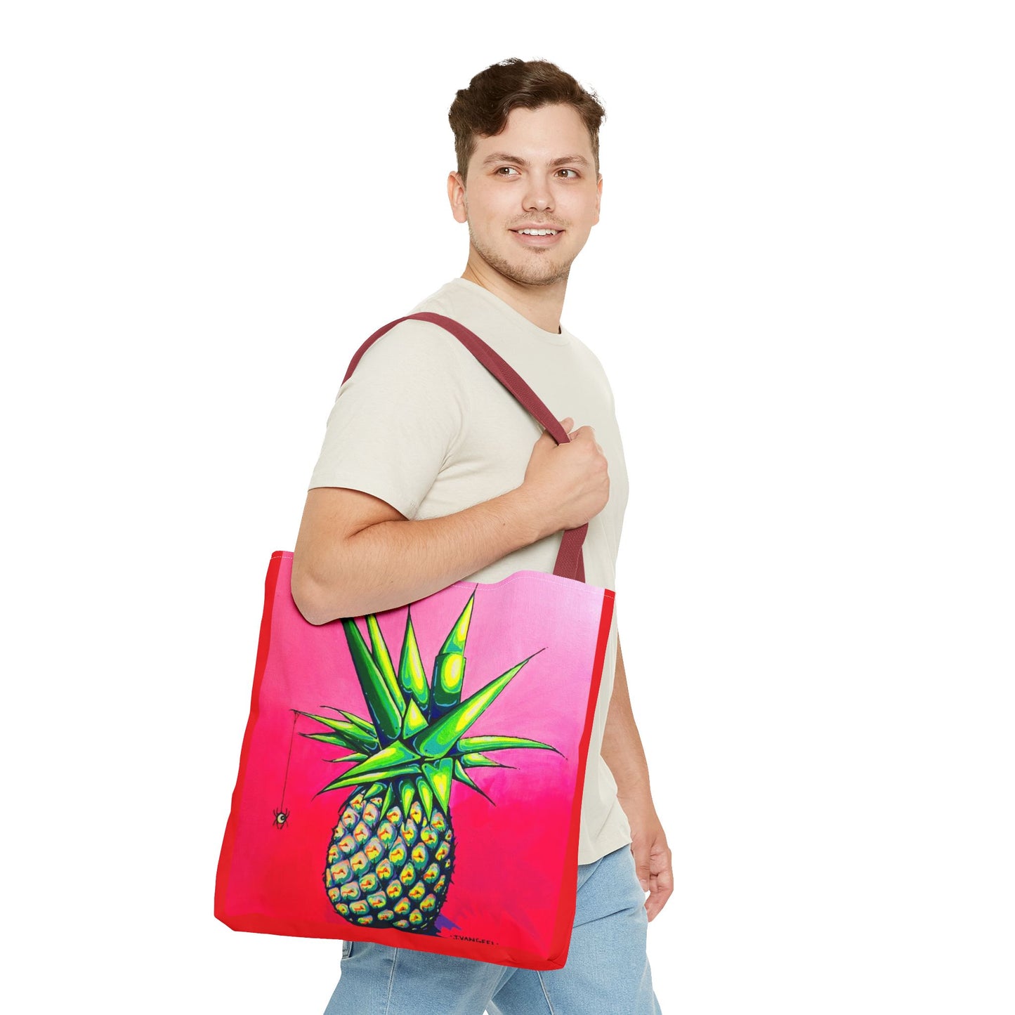 Premium Neon Pineapple Tote Bag, Original Artist Design, Reusable Shopping Tote, Eco-Friendly