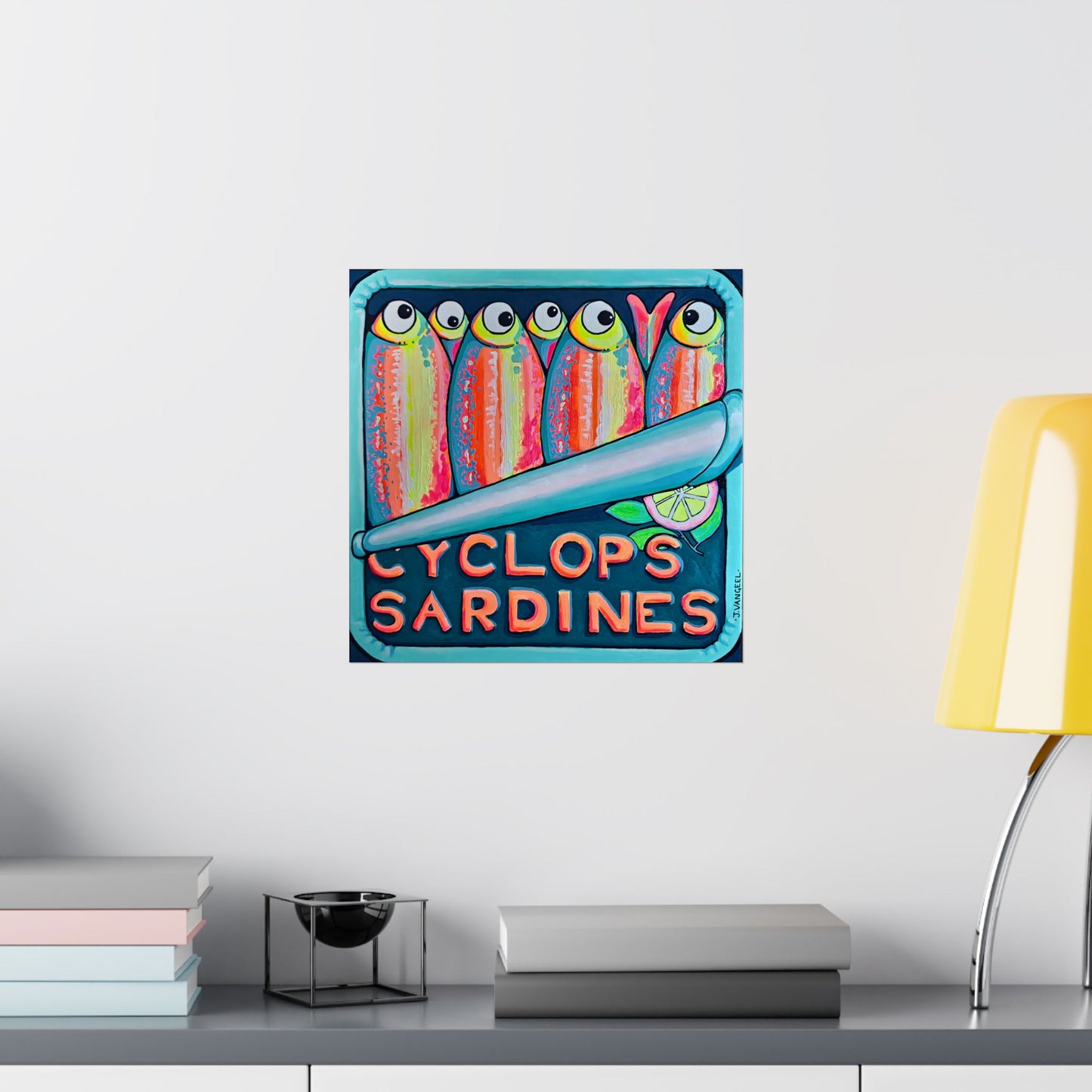 Neon Sardines Giclée Art Poster