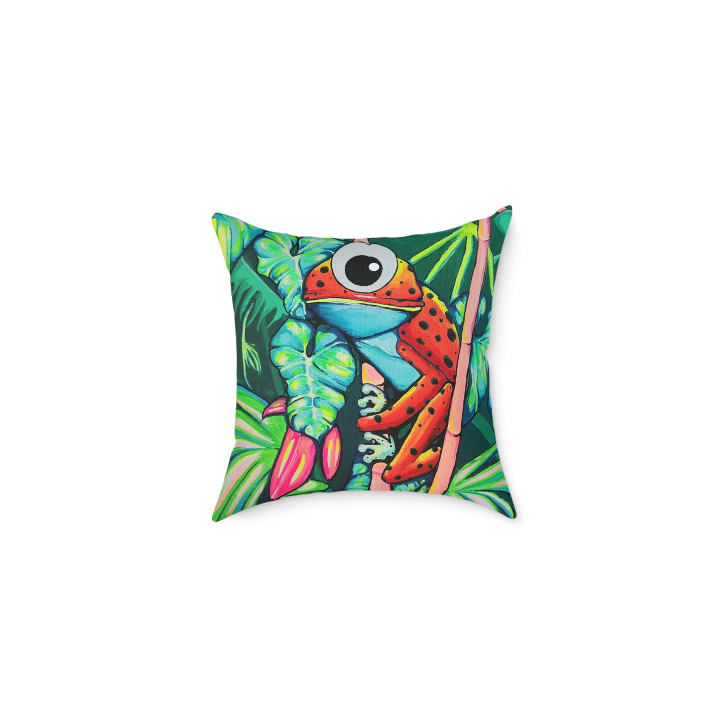 Cyclops Red Frog Art Canvas Decorative Pillow