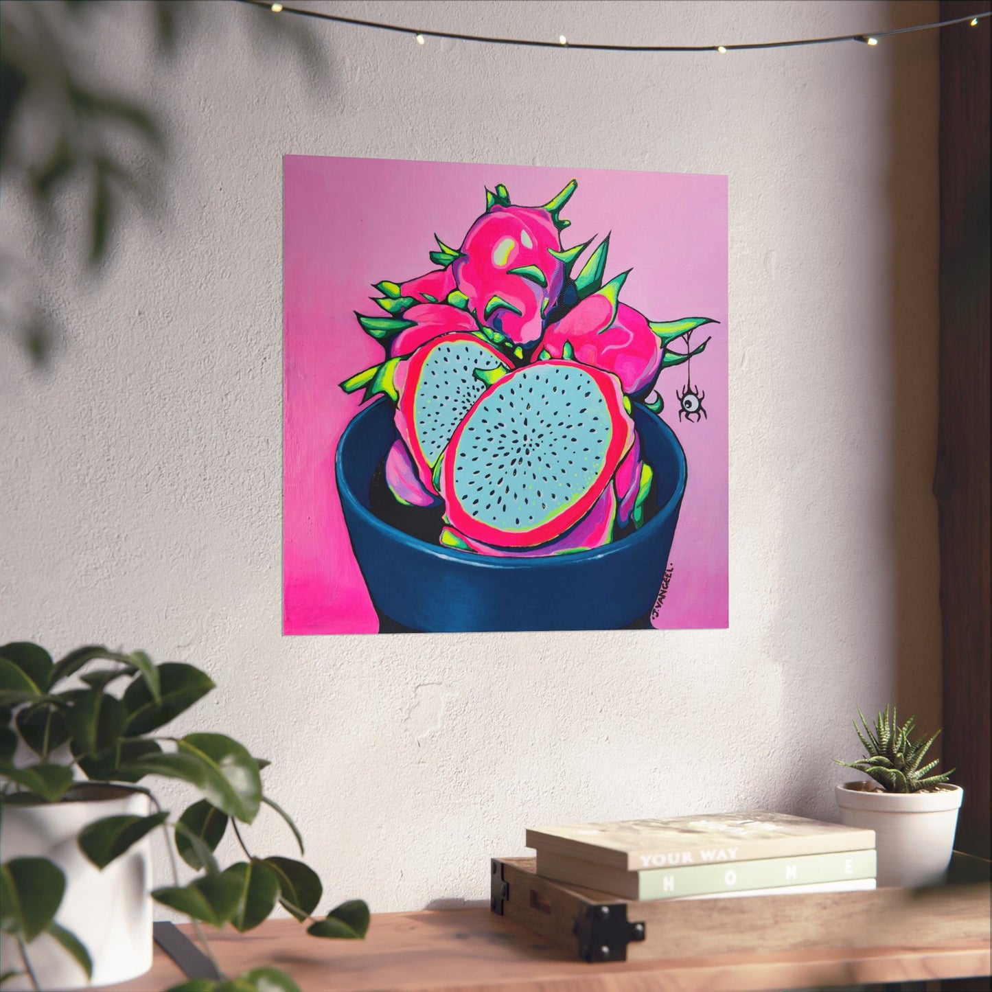 Neon Pink Dragon Fruit Giclée Art Poster