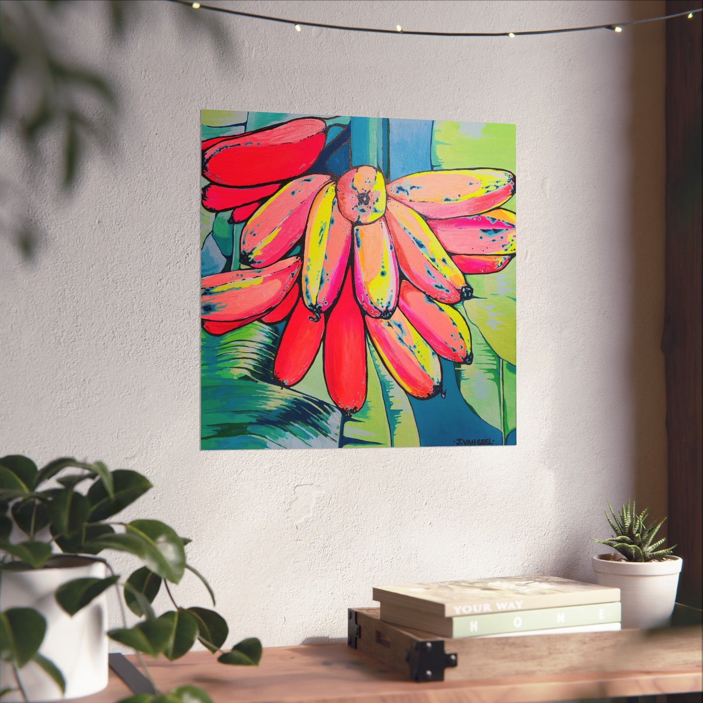 Neon Primitivo Bananas Giclée Art Poster