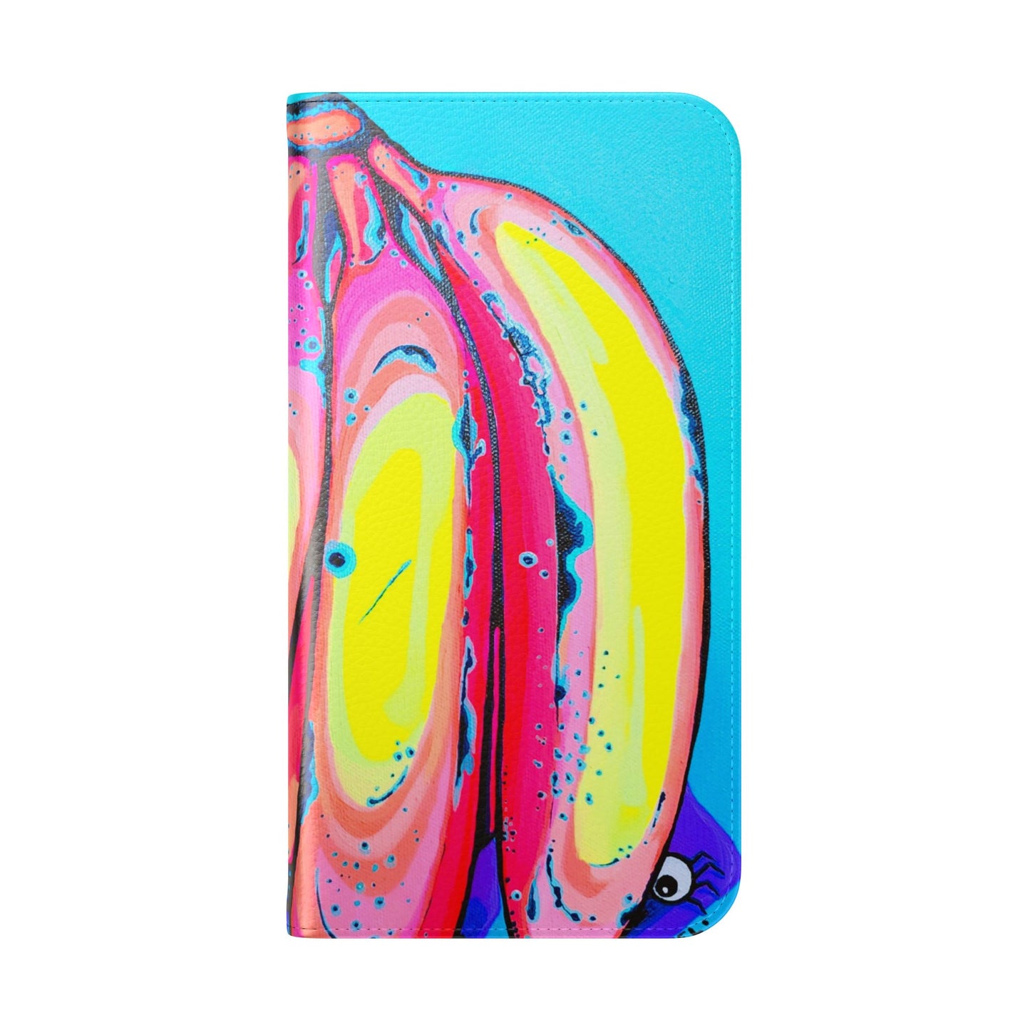 Neon Fat Bananas Flip Phone Case – Wallet Cover with Card Slots