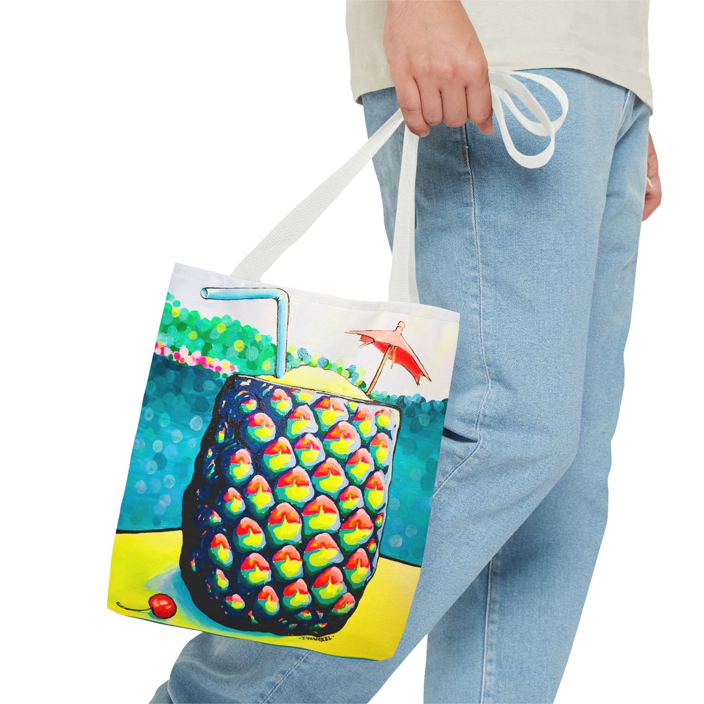 Premium Neon Piña Colada Tote Bag, Original Artist Design, Reusable Shopping Tote,  Eco-Friendly