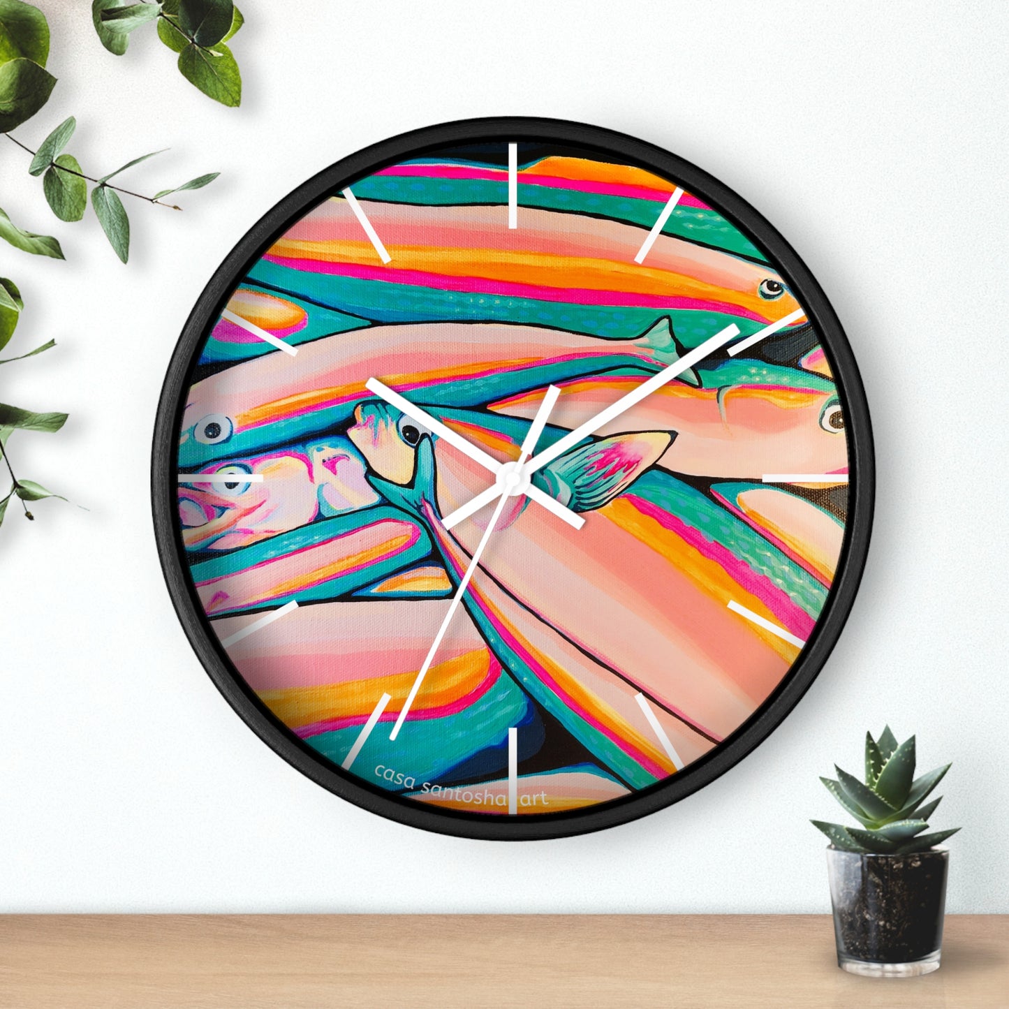 Neon Fish Pop Art Wall Clock