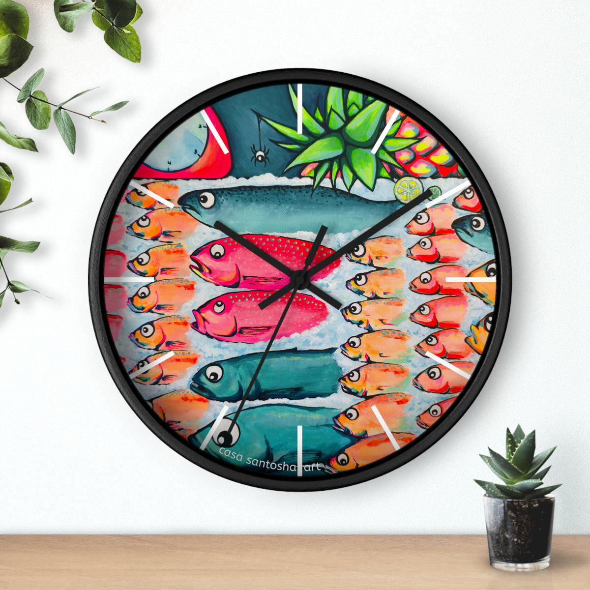 Neon Cabo Fish Market Pop Art Wall Clock