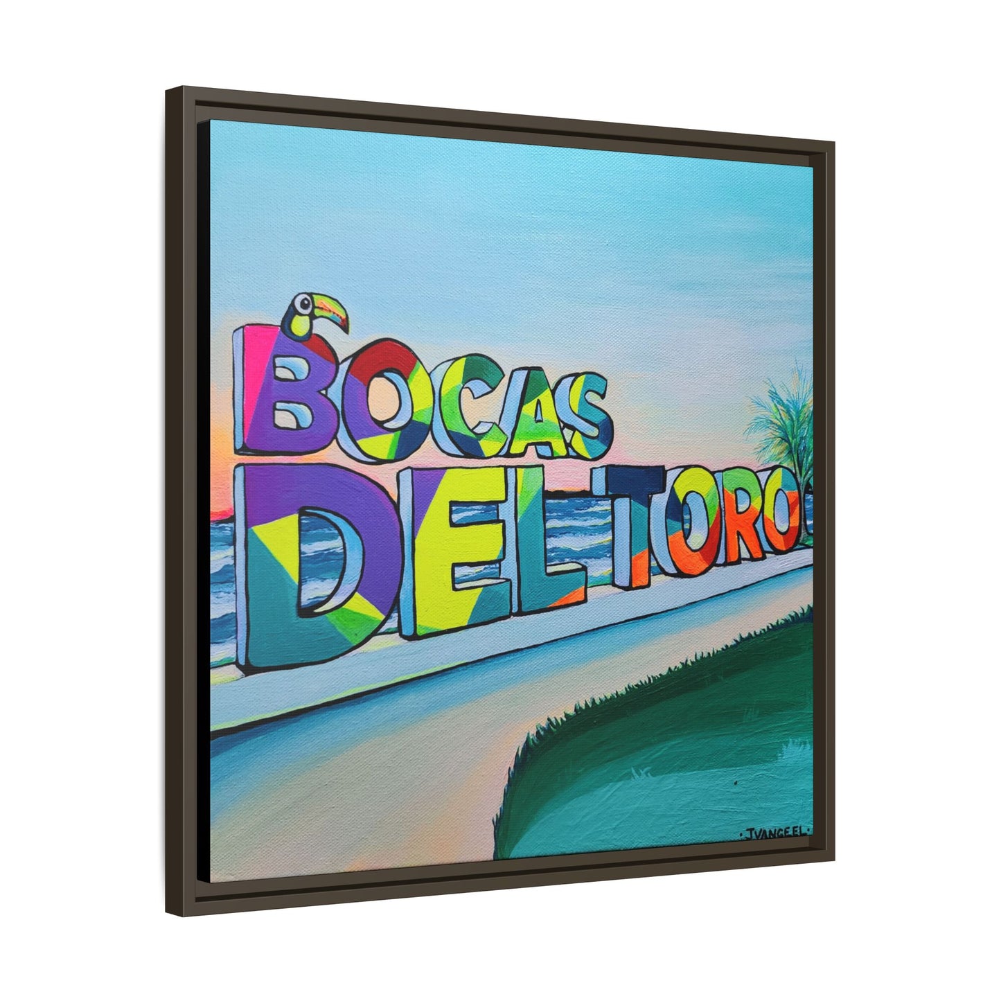 Framed Bocas Del Toro Sign Canvas Print