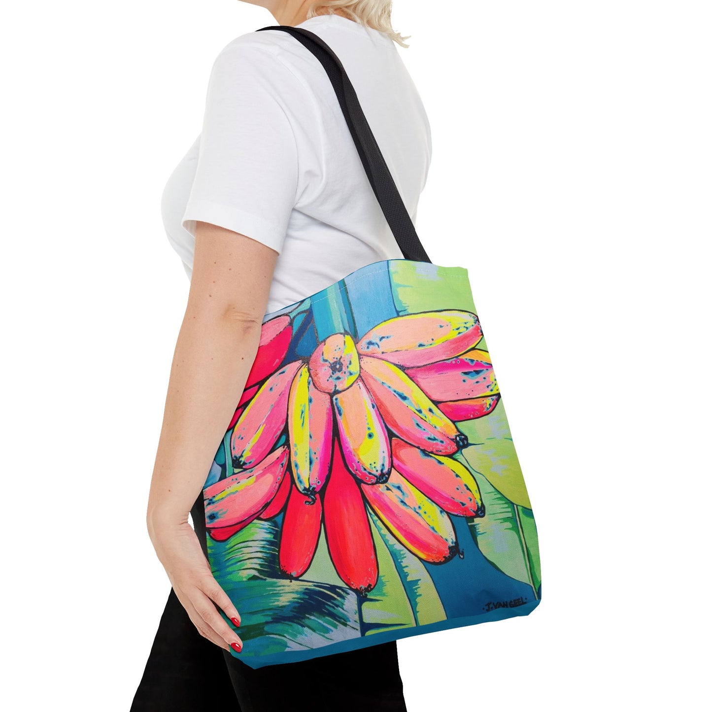 Premium Neon Primitivo Bananas Tote Bag, Original Artist Design, Reusable Shopping Tote, Eco-Friendly