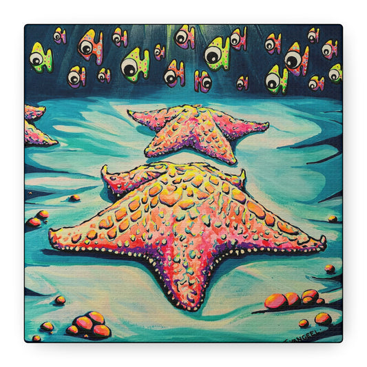 Colorful Starfish Canvas Print, Original Artist Design, Home Decor, Wall Art