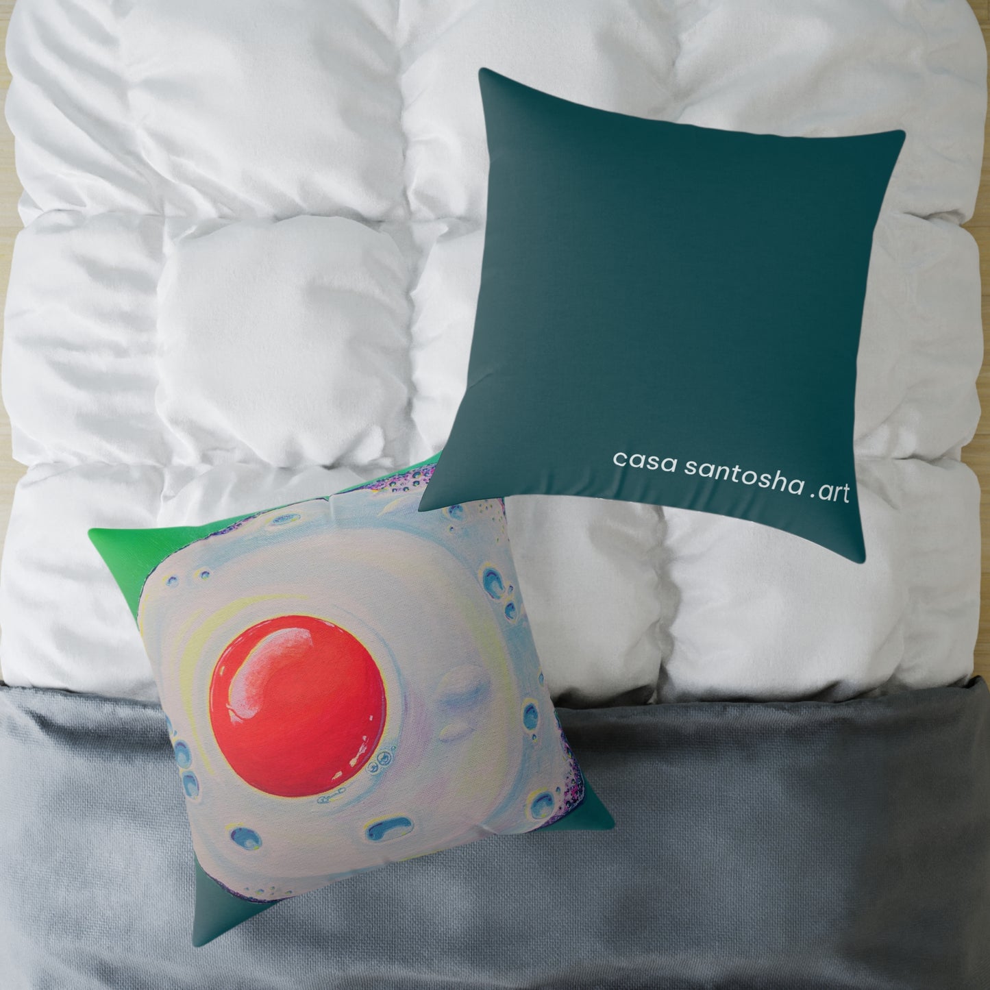 Neon Fried Egg Art Canvas Decorative Pillow