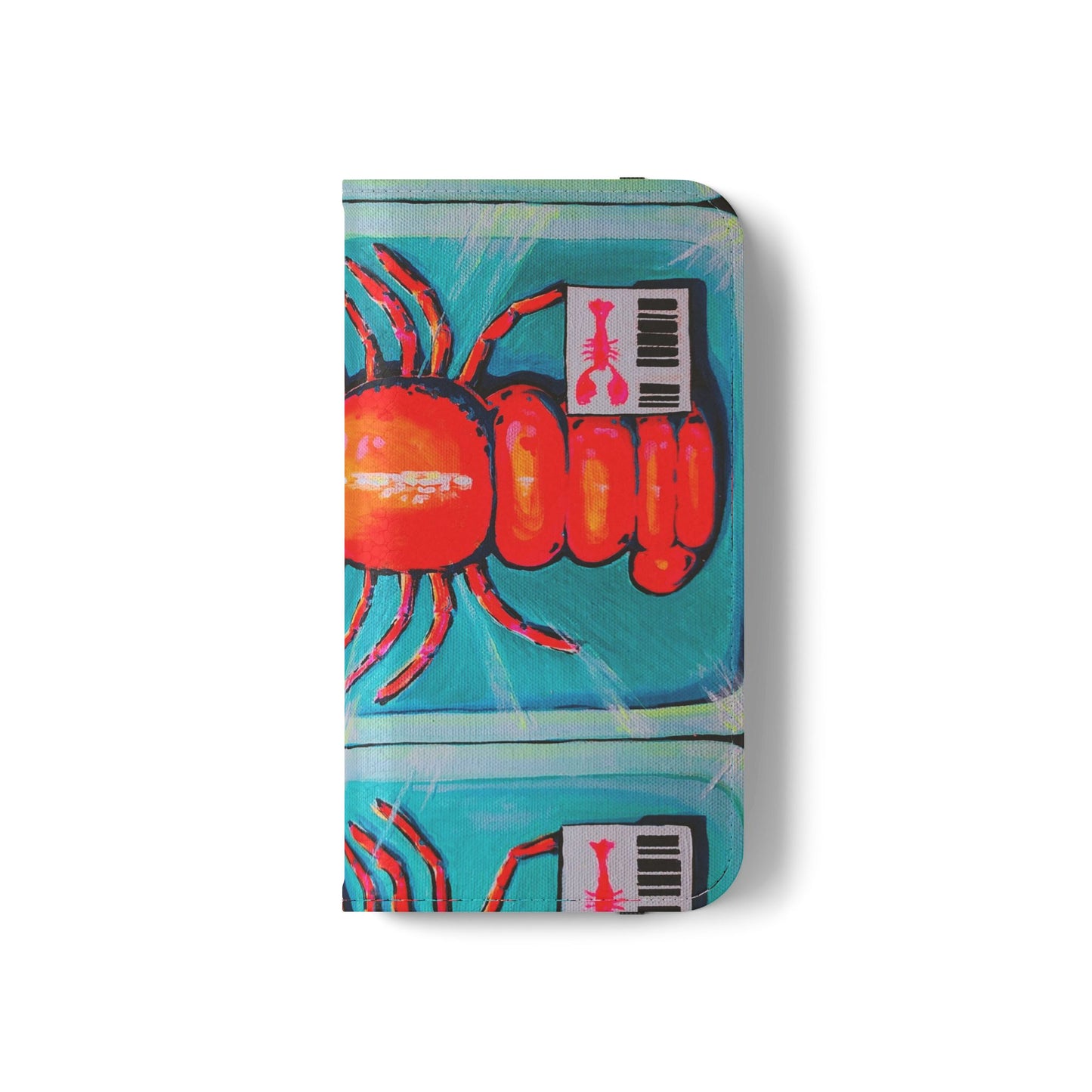 Neon Lobster Flip Phone Case – Wallet Cover with Card Slots