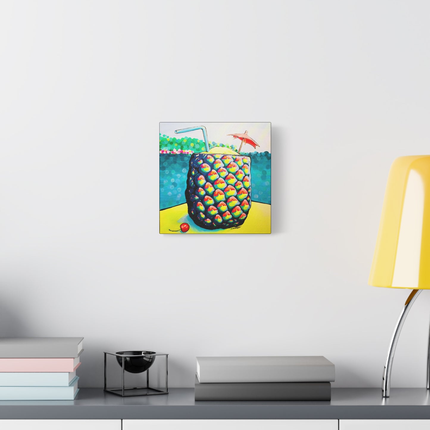 Neon Piña Colada Canvas Print, Original Artist Design, Home Decor, Wall Art