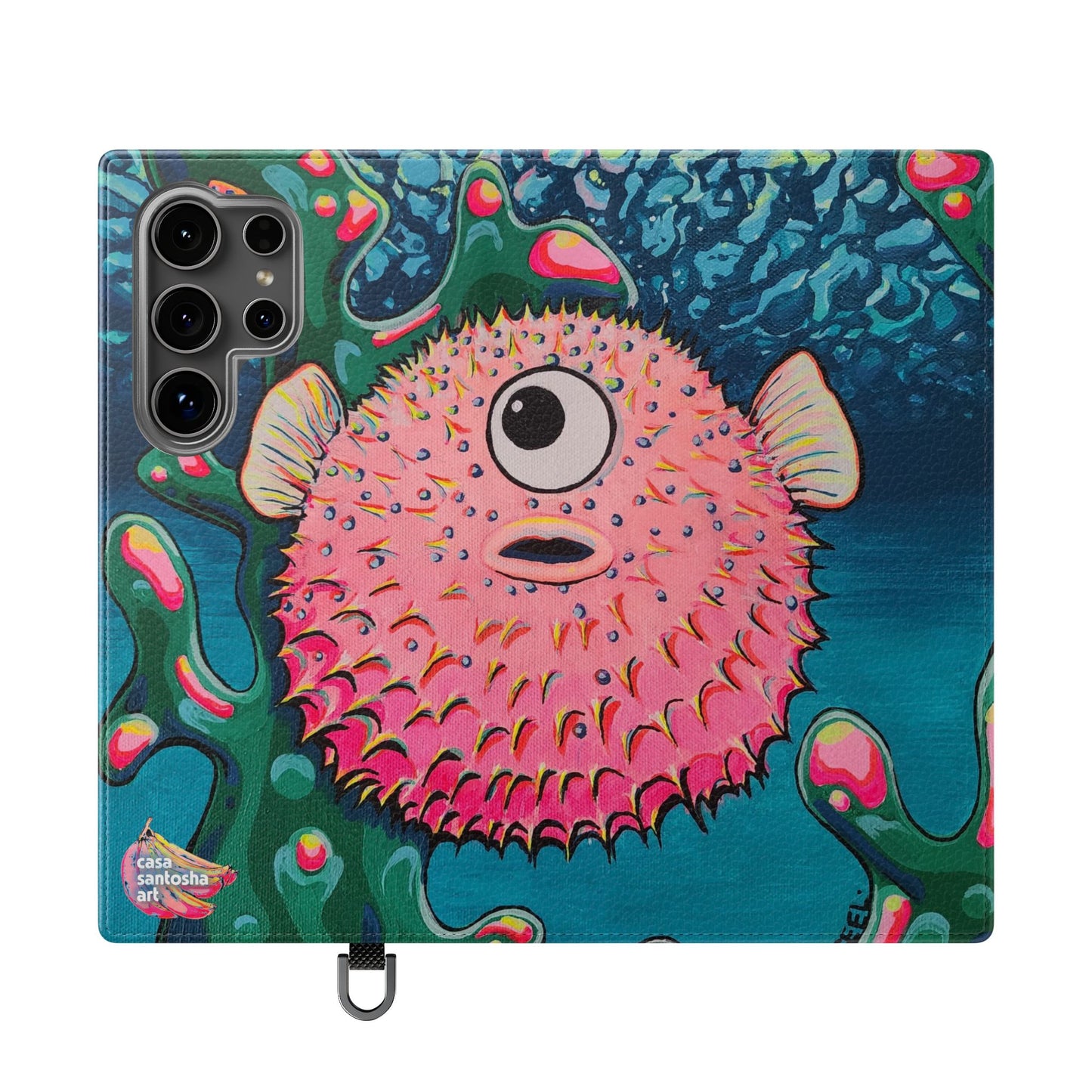 Cyclops Pufferfish Flip Phone Case – Wallet Cover with Card Slots