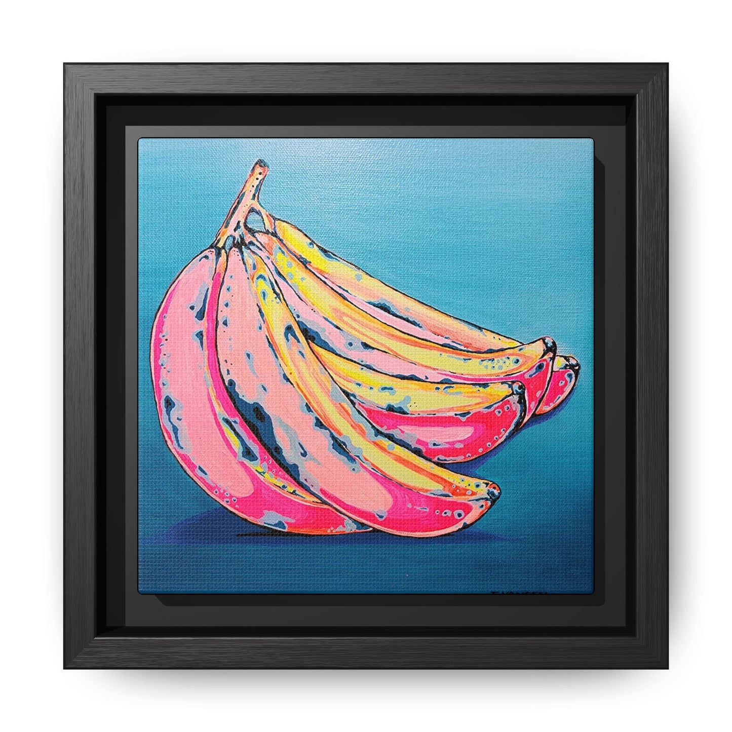 Framed Neon Bananas Canvas Print