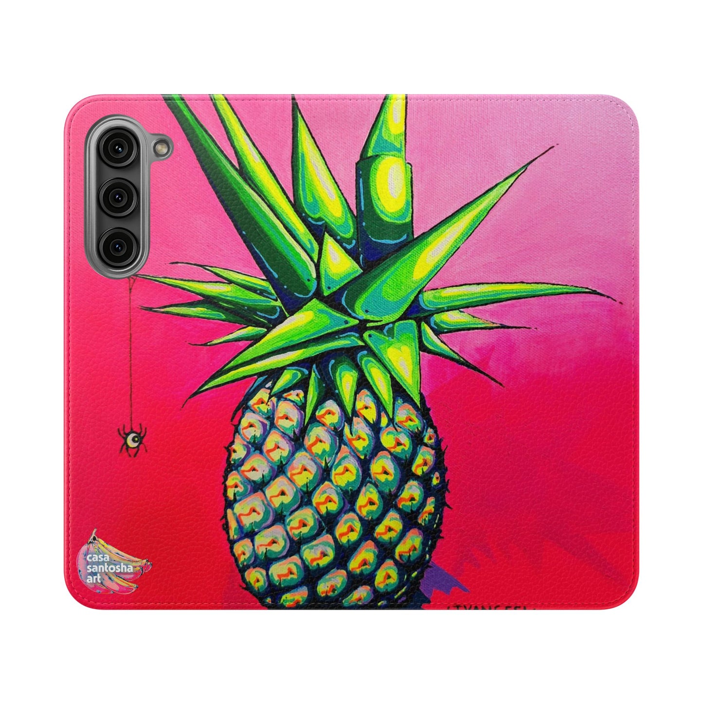 Neon Pineapple Flip Phone Case – Wallet Cover with Card Slots