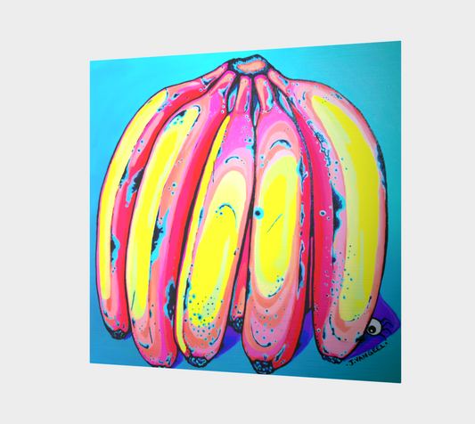 Neon Fat Bananas Aluminum Wall Art