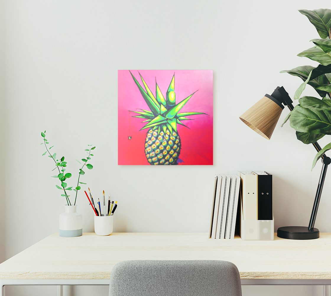 Neon Pineapple Aluminum Wall Art
